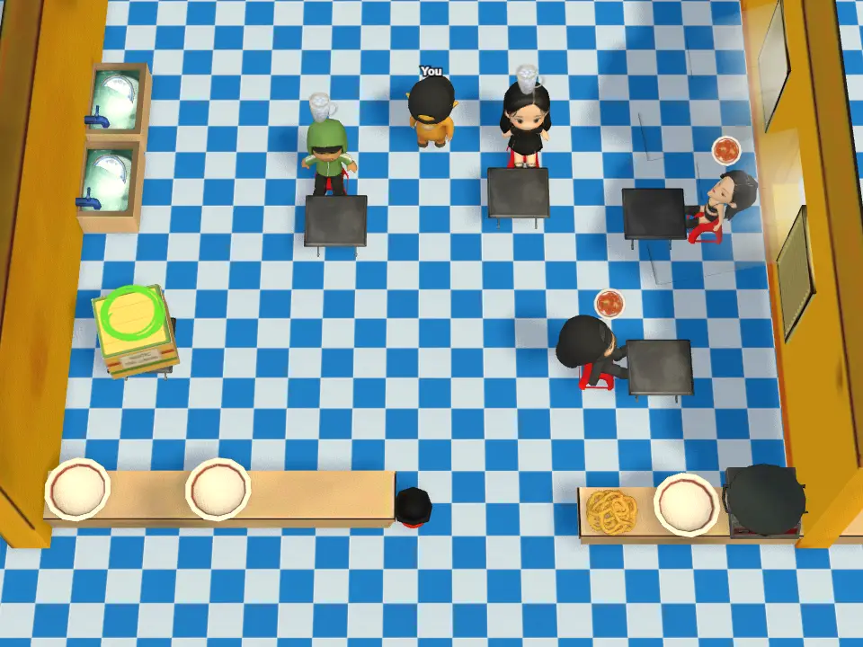A kitchen map in a Bit SaiGon with several cooking stations and a plate counter.